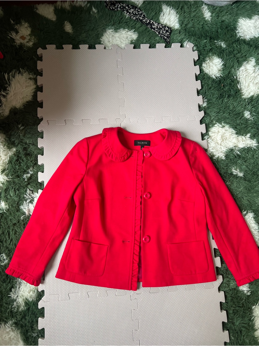 Talbots Red Scalloped Collar Ponte Jacket - Size 4